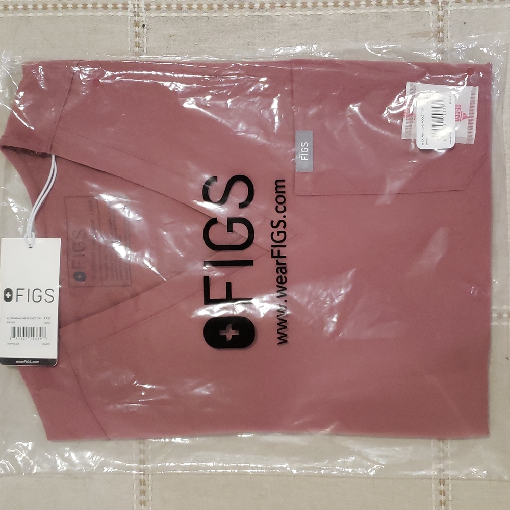Brand New Figs Mauve Catarina Scrub Top XXS